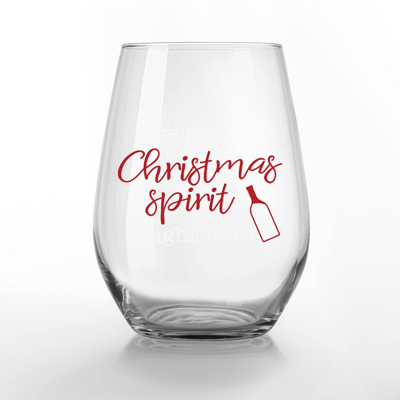 Christmas Spirit 15oz. Printed Stemless Wine Glass